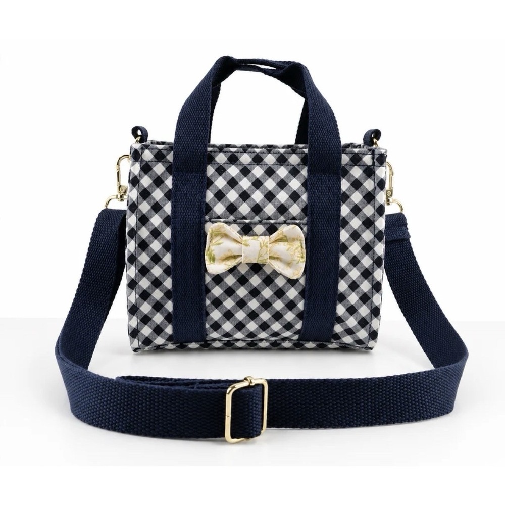 MATILDA JANE GIRL'S Carolina GINGHAM CROSSBODY BAG Navy White Plaid